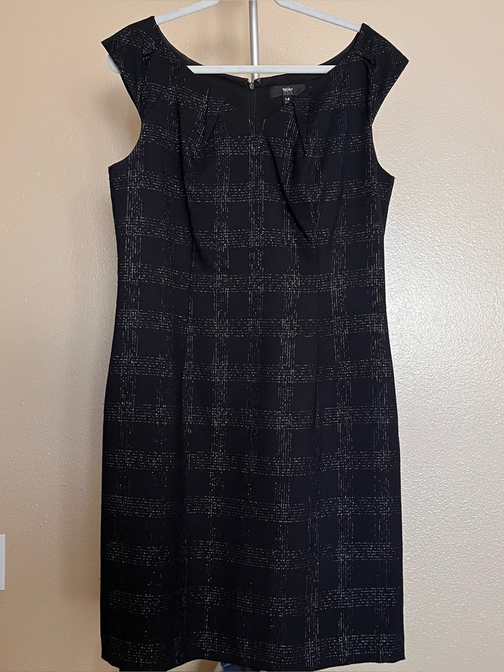 Black Metallic Plaid Sheath Dress Mossimo Size 14